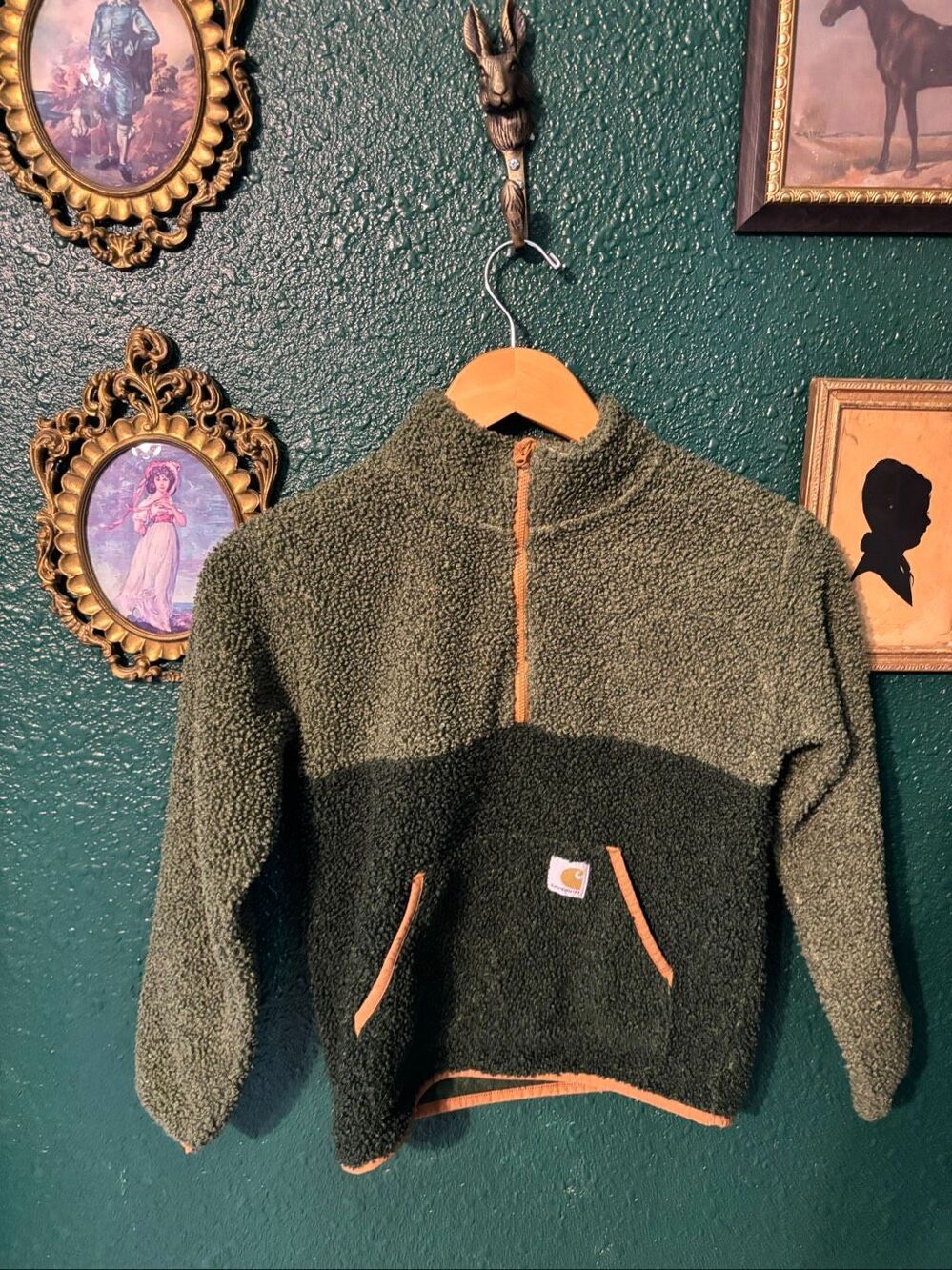 Carhartt Boys Deep Pile Quarter Zip Sweater Sz Small